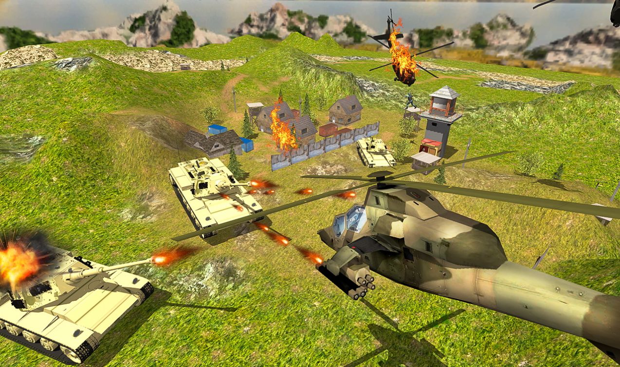 安卓武装直升机战争模拟器游戏安卓版(helicopter shooting strike 3d) 1.10app