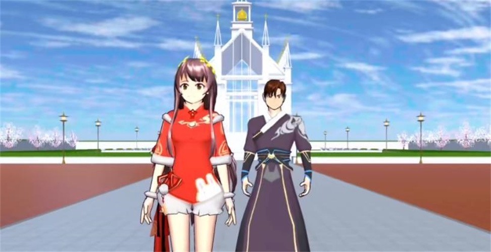 樱花校园白色连衣裙
